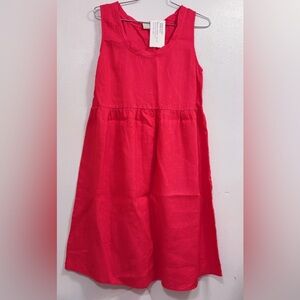 Lantana Twist Neck Tank Dress Sour Apple Solid Cool Linen Women’s Dress Medium